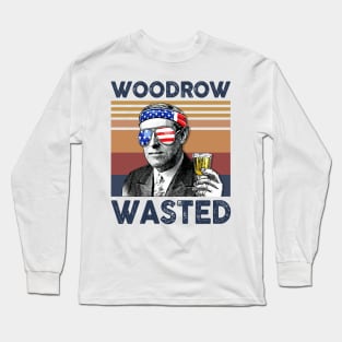 Woodrow Wasted US Drinking 4th Of July Vintage Shirt Independence Day American T-Shirt Long Sleeve T-Shirt